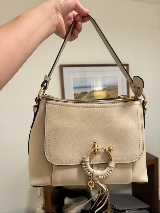 See By Chloe Handbags - See By Chloe Taupe Beige Leather Shoulder Bag with Braided Ring
